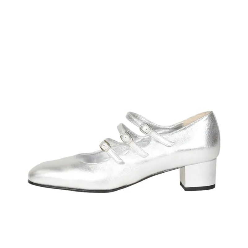 Carel Kina Collection Chunky Heel Mary Jane Shoes 4cm Women's Matte Silver-0