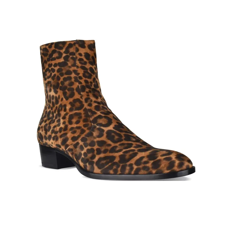SAINT LAURENT Wyatt Ankle Boots 4cm Women's Brown-3