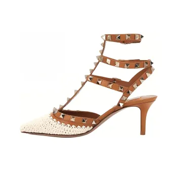Valentino Rockstud Slim Heel High Heels 6.5cm Women's Brown