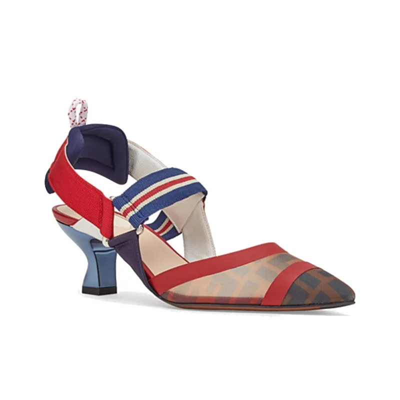 FENDI Colibri Block Heel High Heels Women's Red-2