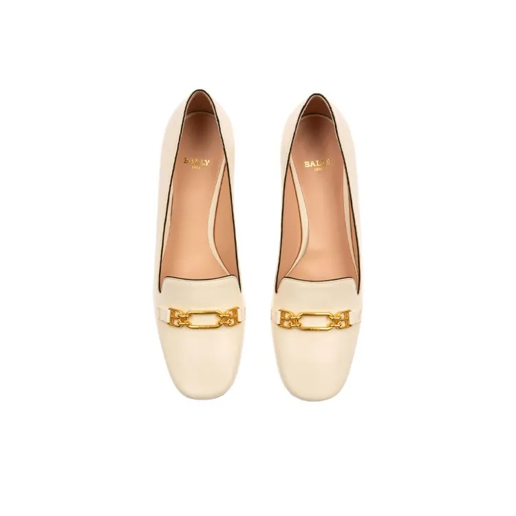 BALLY Dielle Block Heel High Heels Women's Bone White-2