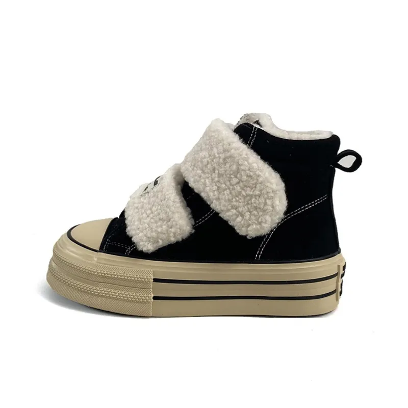 Than Than Me Warm Slip-Resistant Height Increasing High-Top Skateboard Shoes Women's-8
