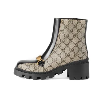GUCCI Horsebit Ankle Boots Women's Black