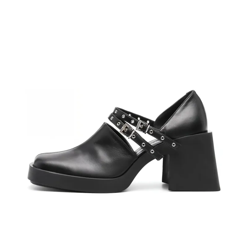 JUSTINE CLENQUET Kim Chunky Heel High Heels 8cm Women's Black-0