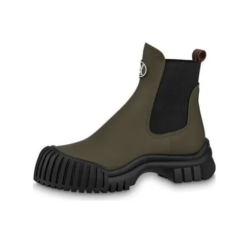 LOUIS VUITTON Ruby Crew Chelsea Boots Women's Khaki Green