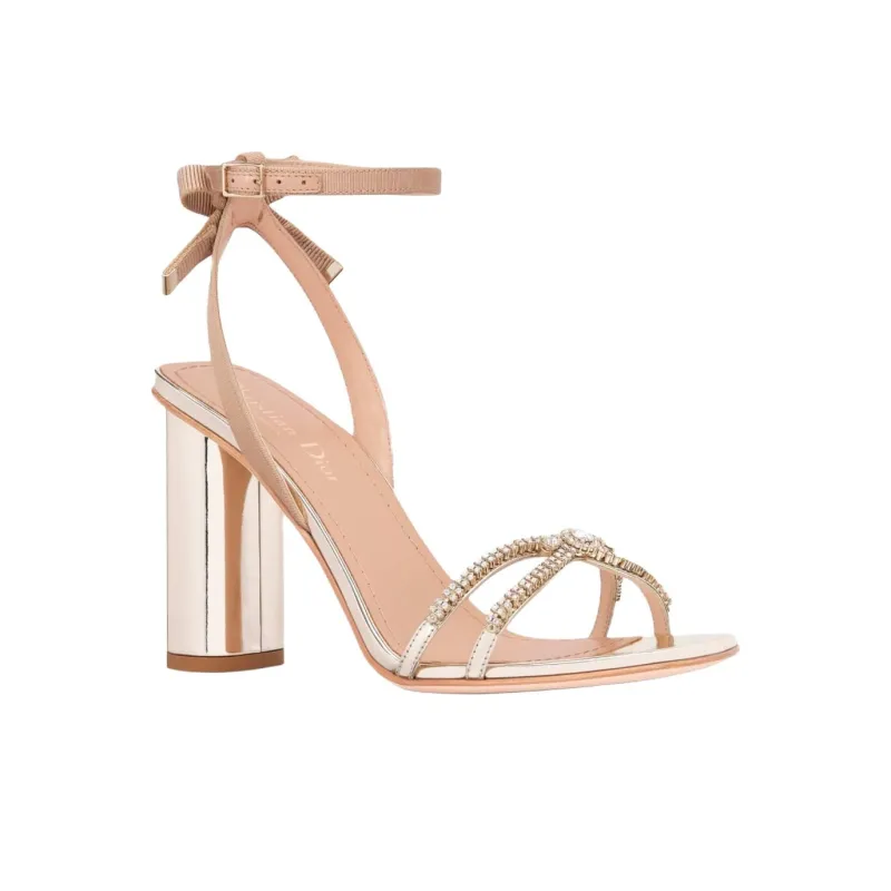 DIOR Sunset Chunky Heel High Heels Women's Gold-2