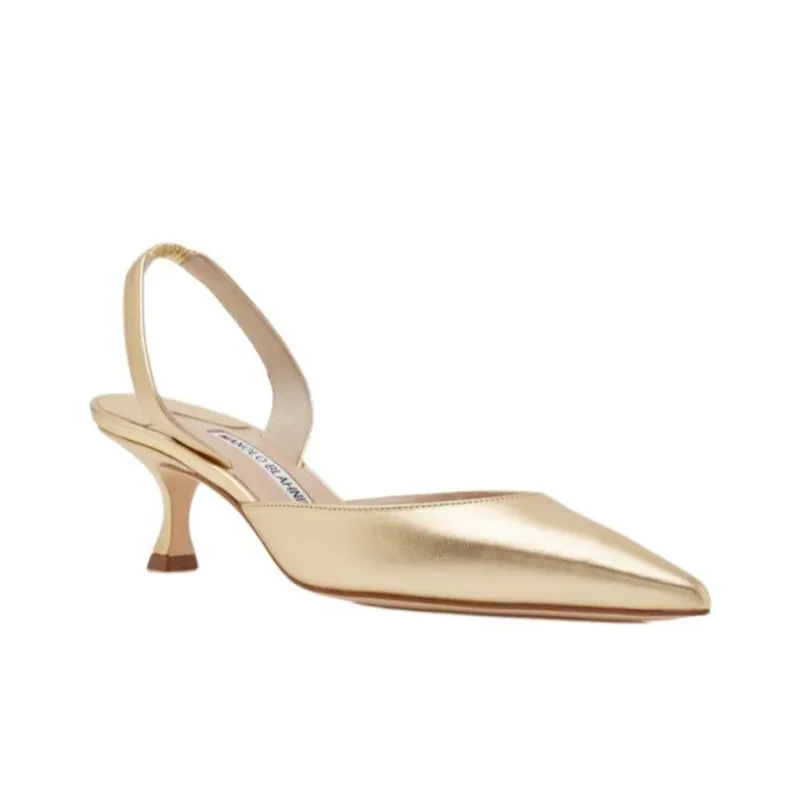 MANOLO BLAHNIK Carolyne Slim Heel High Heels 5cm Women's Gold-2