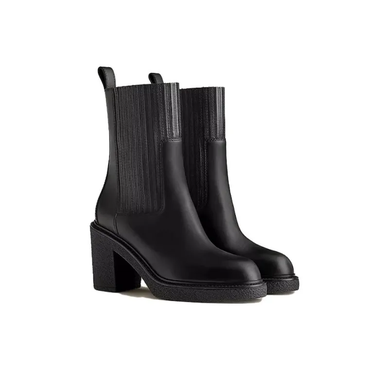 HERMES Donia Ankle Boots 7cm Women's Black-2