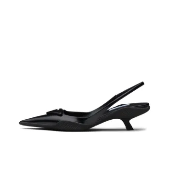 PRADA 30mm Sling Back Pumps Black Brushed Leather
