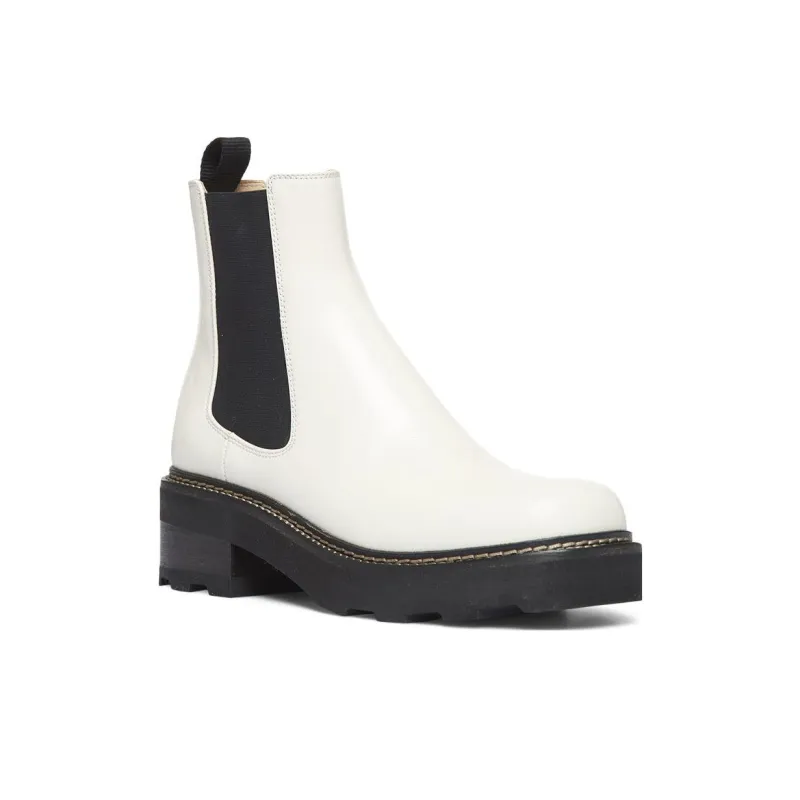GABRIELA HEARST Jil Short Chelsea Boots Women's White Black-2