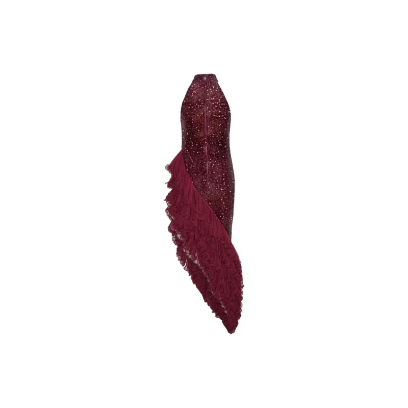 Rotate Sequinned Ruffled Midi Dress-1