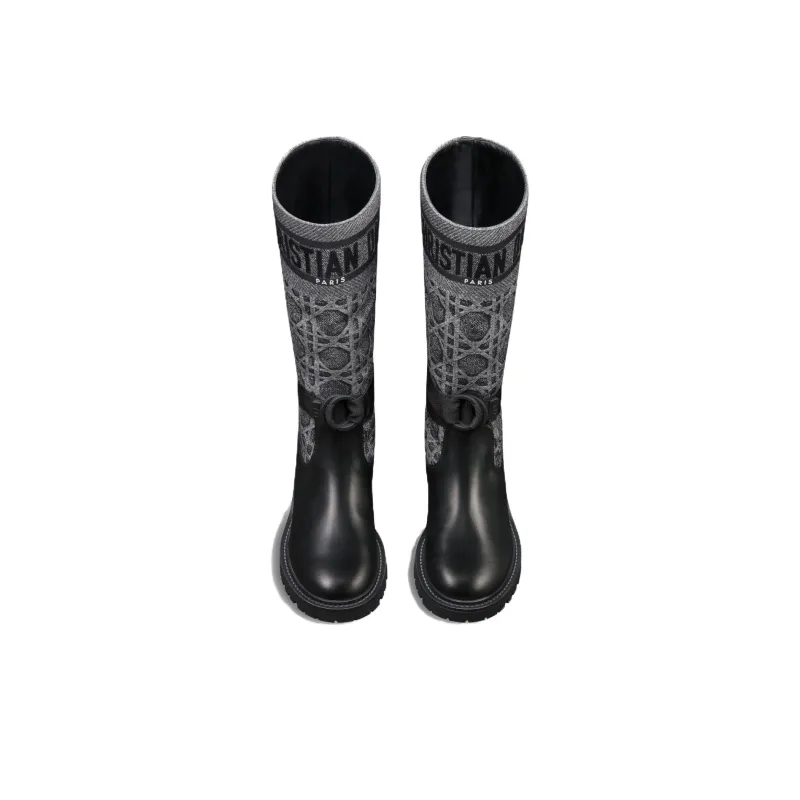 DIOR D-Major Knee-high Boots Women's Black-3