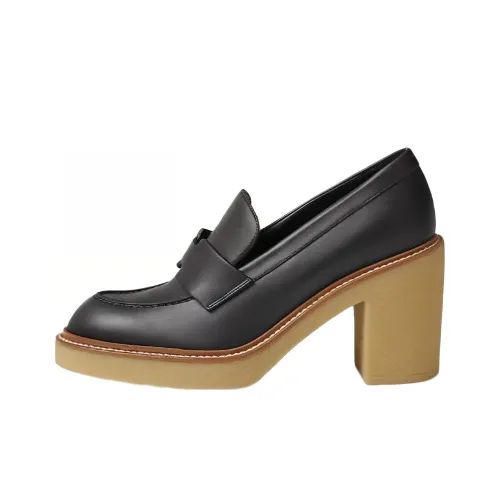 HERMES Didi-7 Chunky Heel High Heels 7cm Women's Black