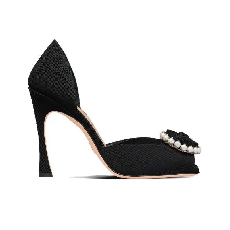 DIOR Rose Slim Heel High Heels Women's Black-1