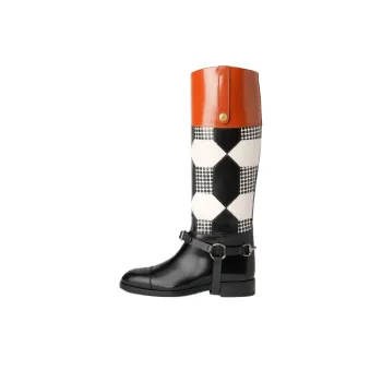 GUCCI Long Shaft Boots Women's Black White