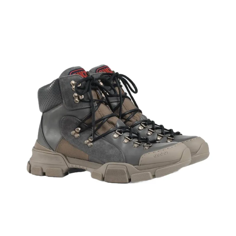 GUCCI Flashtrek Ankle-Length Outdoor Boots Men's Brown Blue-2
