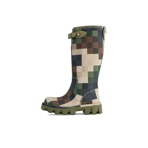 LOUIS VUITTON CHECKER Knee high Boots Women's Green