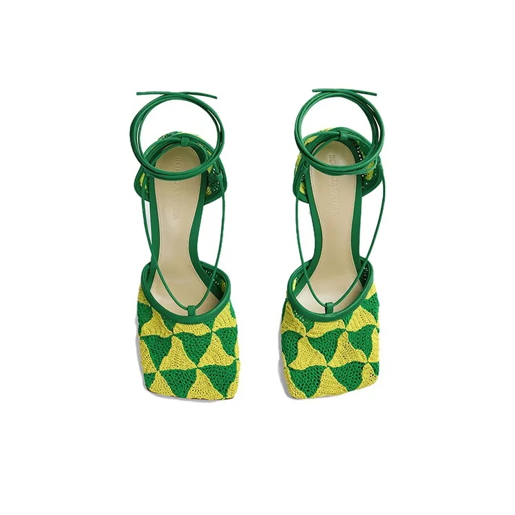 Bottega Veneta Stretch Slim Heel High Heels Women's Green-2