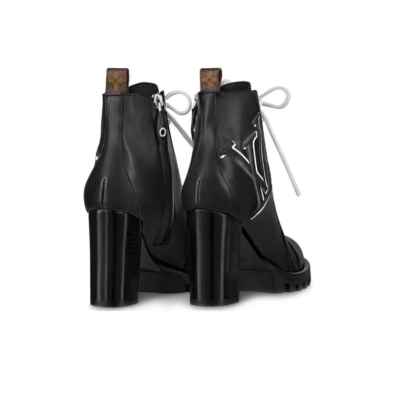 LOUIS VUITTON Trail Ankle Boots Women's Black White-3