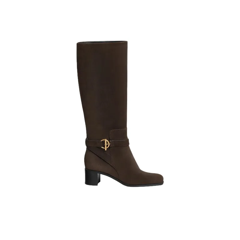 HERMES Justine Ankle Boots 5cm Women's Brown-1
