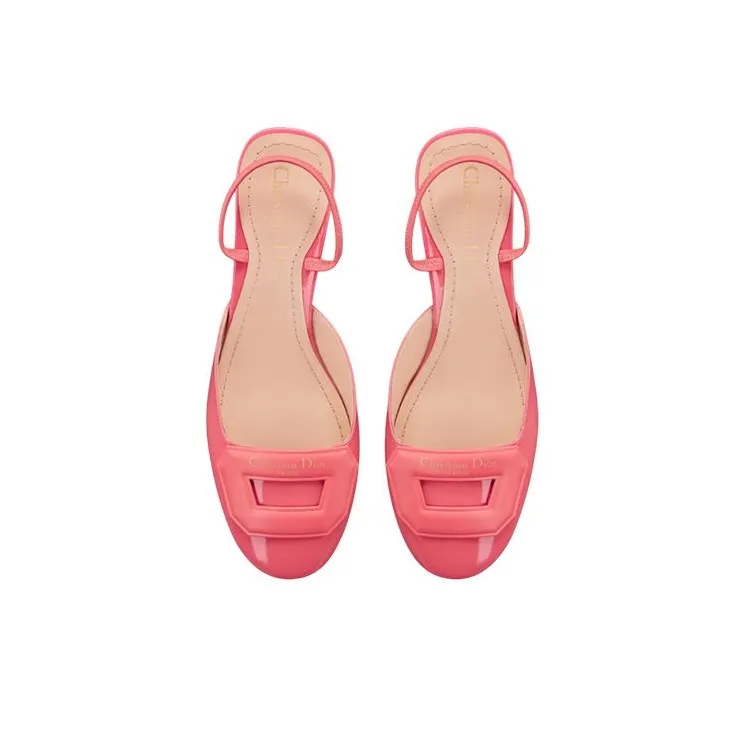 DIOR Chunky Heel High Heels 3.5cm Women's Pink-4