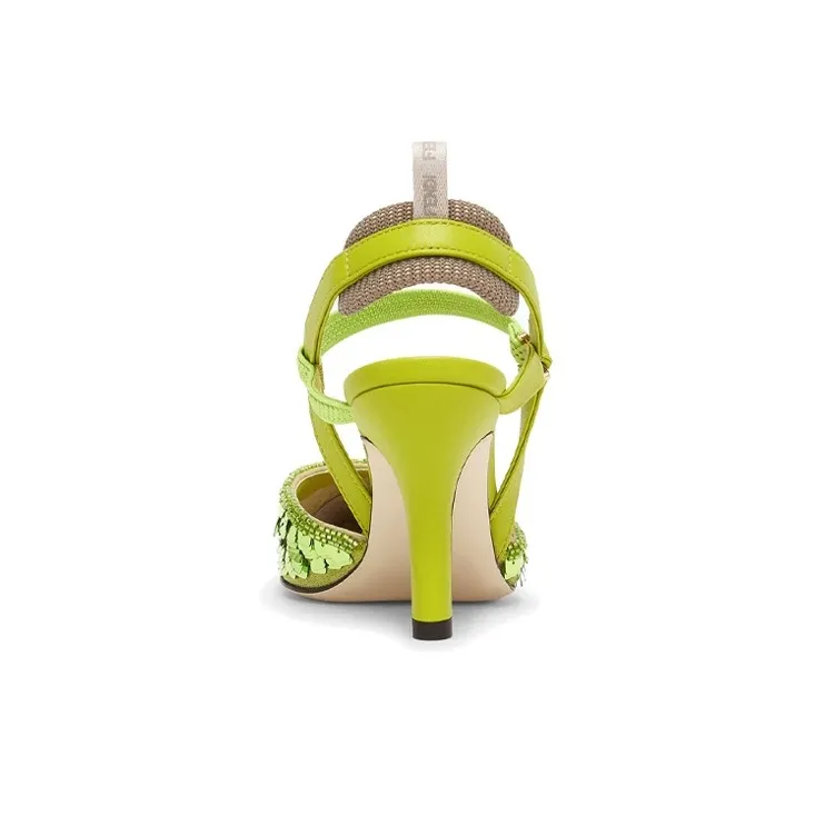FENDI Slim Heel High Heels 8.5cm Women's Green-4