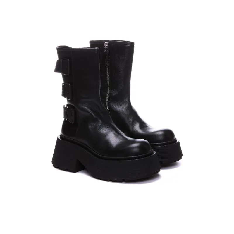 Vic Matie Buckled Leather Platform Boots-2