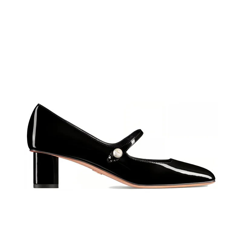 DIOR Jolie Dior Chunky Heel High Heels 5cm Women's Black-1