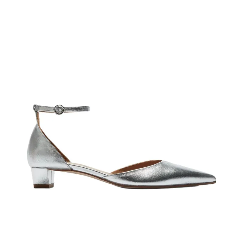 Aeyde Perrine Chunky Heel High Heels 3cm Women's Silver-1