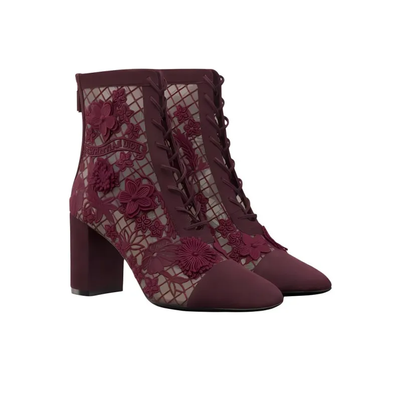 DIOR Naughtily-D Ankle Boots 8cm Women's Deep Peach Red-3
