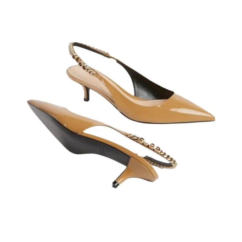 GUCCI Signoria Slim Heel High Heels 4.5cm Women's Beige-5