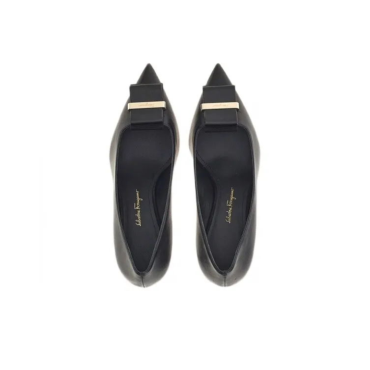 FERRAGAMO Slim Heel High Heels 7cm Women's Black-3