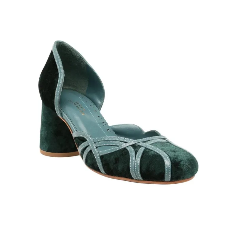 Sarah Chofakian Albert Chunky Heel High Heels 5.5cm Women's Green-2