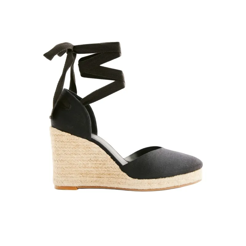REFORMATION Camilla Wedge Heel High Heels 11cm Women's Black-1
