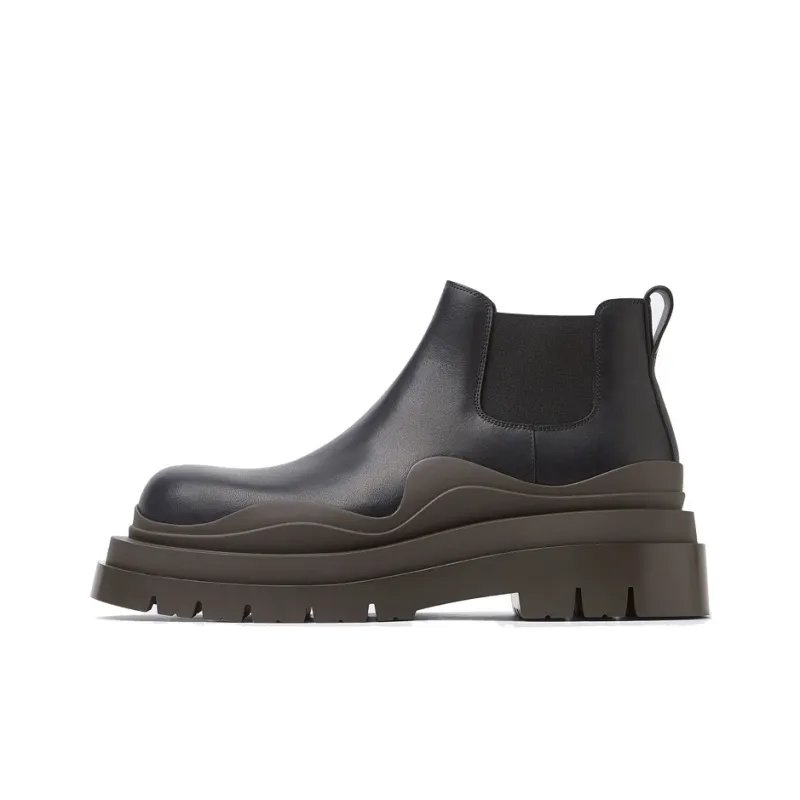 Bottega Veneta Tire Chelsea Ankle Length Chelsea Boots 5.5cm Men's Black Brown-0