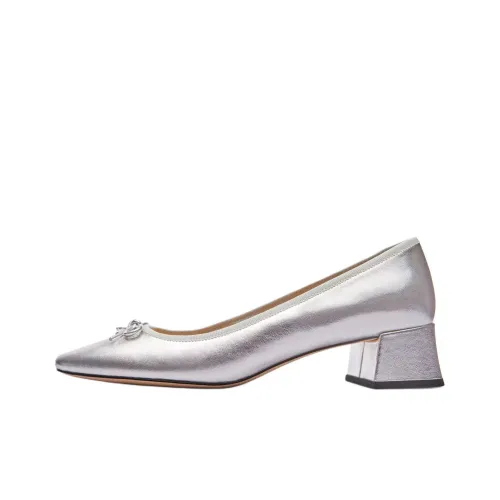 COACH Ava Chunky Heel High Heels 3.8cm Women's Silver