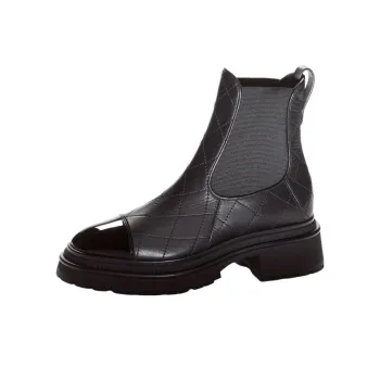 CHANEL Short Chelsea Boots 4cm Women's Black