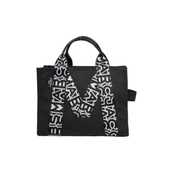 MARC JACOBS Canvas Tote Bag, Shopping Bag, Handbag Medium Size Women's Black