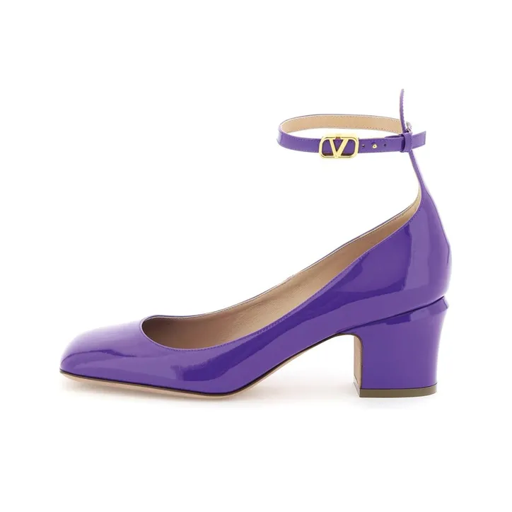 Valentino Tan-Go Chunky Heel High Heels Women's Purple-0