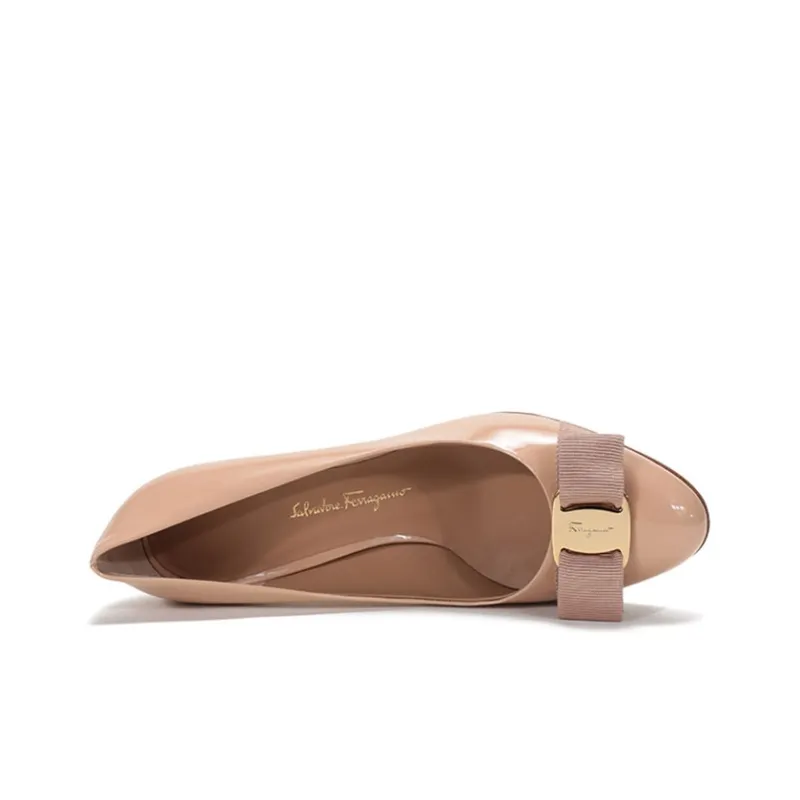 FERRAGAMO Slim Heel High Heels 7cm Women's Nude-4