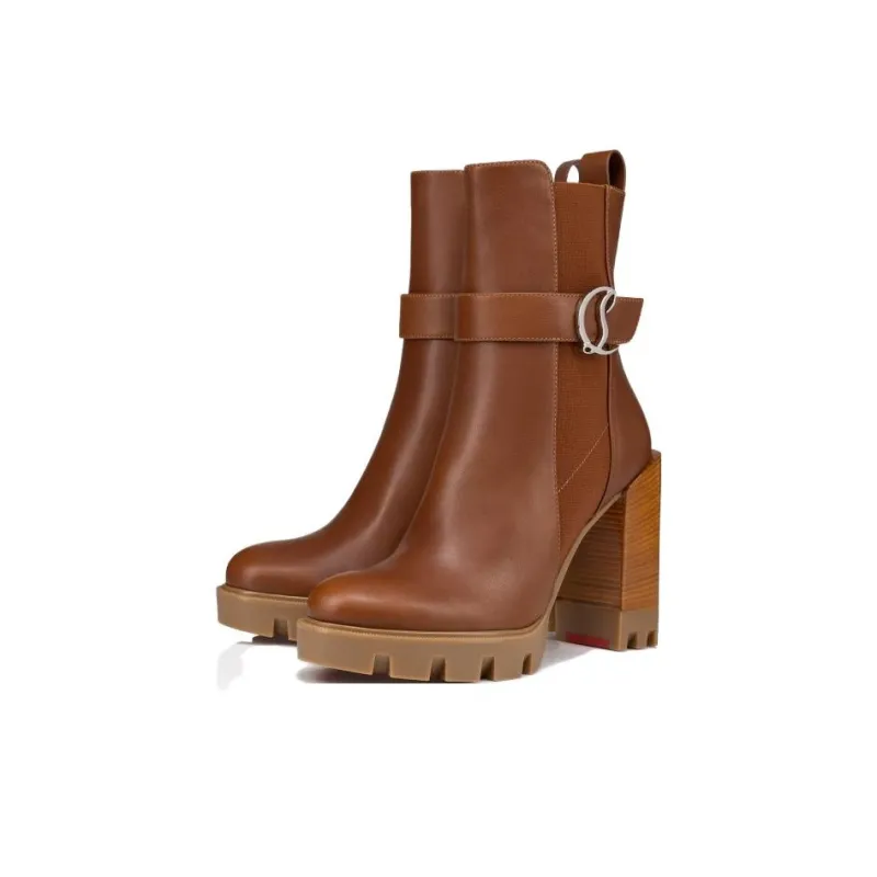 CL Chelsea Lug Short Chelsea Boots 10cm Women's Brown-2