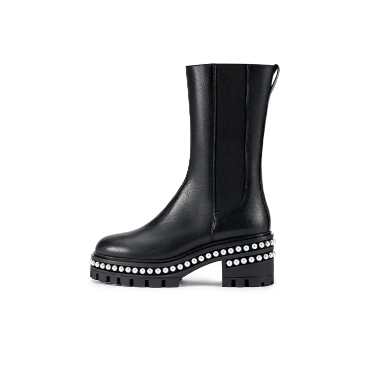 Stuart Weitzman/SW Soho Pearl Chelsea Bootie Crew Chelsea Boots Women's Black-0