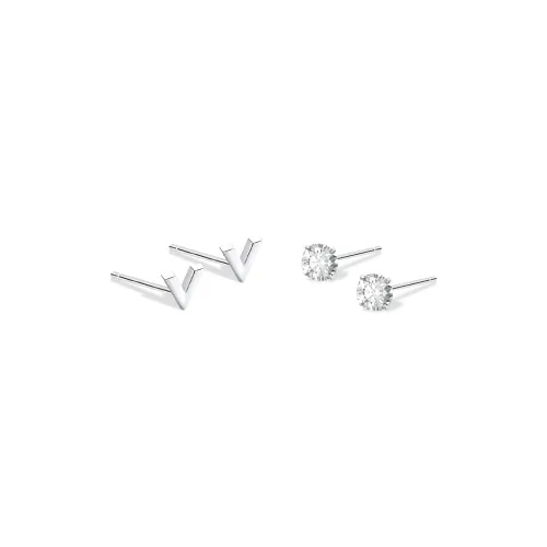 KUMET Sterling Silver Stud Earrings Women's Couple's Christmas And New Year's Gift For Anniversary
