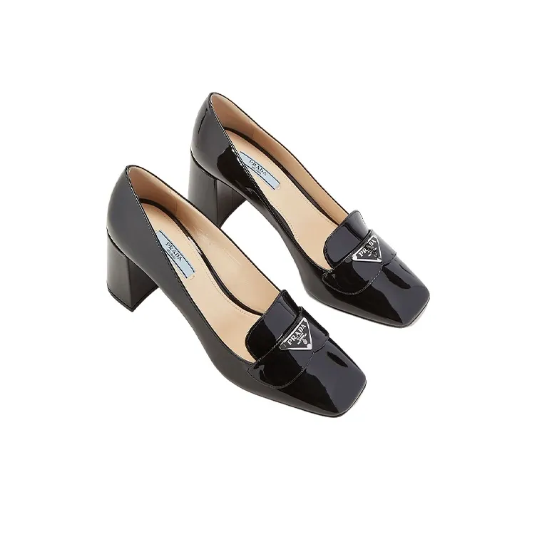 PRADA Chunky Heel High Heels Women's Black-2