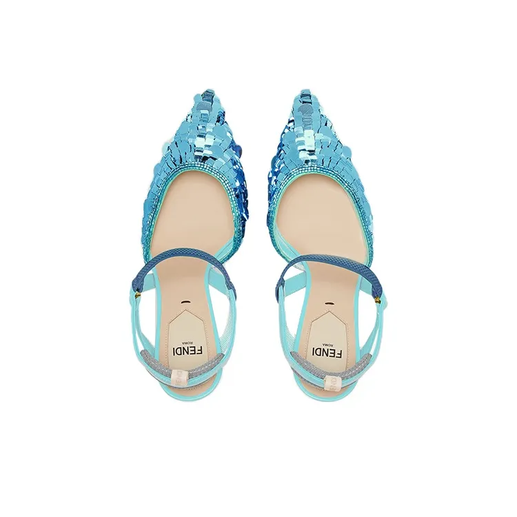 FENDI Sequin Embellished High Heeled Slingback Pumps-3