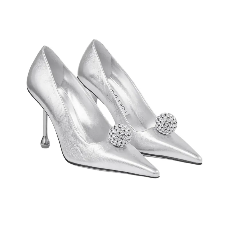 Jimmy Choo Orb Pump 95 Irregular Heel High Heels 9.5cm Women's Silver-2