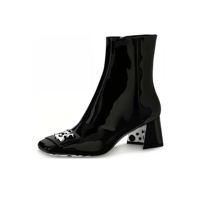 LOUIS VUITTON X Yayoi Kusama 55mm Heeled Boots 'Black' Women's-0