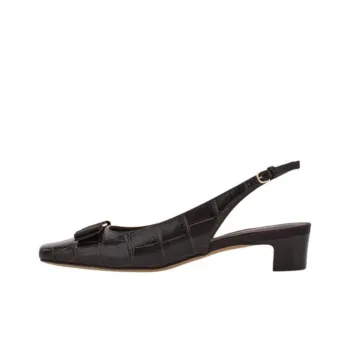FERRAGAMO Vara Block Heel High Heels 3cm Women's Black