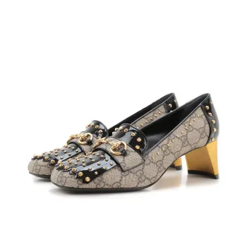 GUCCI Chunky Heel High Heels Women's Black Gray