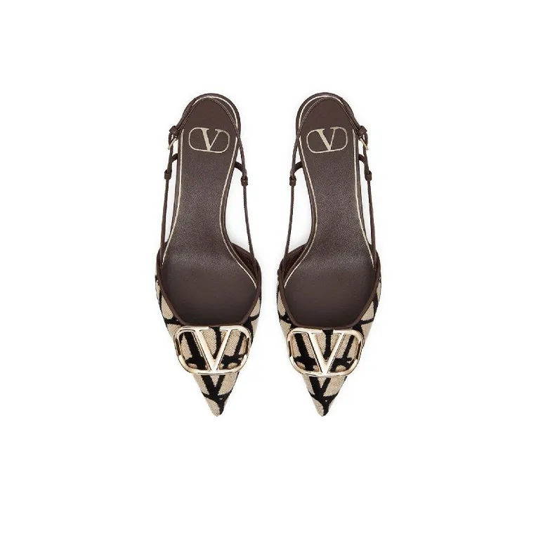 Valentino Cone Heel High Heels Women's Beige Brown-3